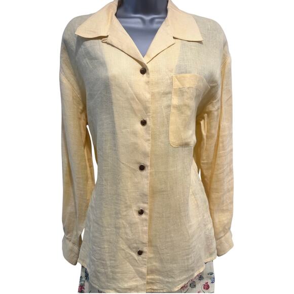 Carroll Reed/Bushwacker USA Vintage Linen Soft Yellow Floral Skirt Blouse Vest-8 - Picture 10 of 16
